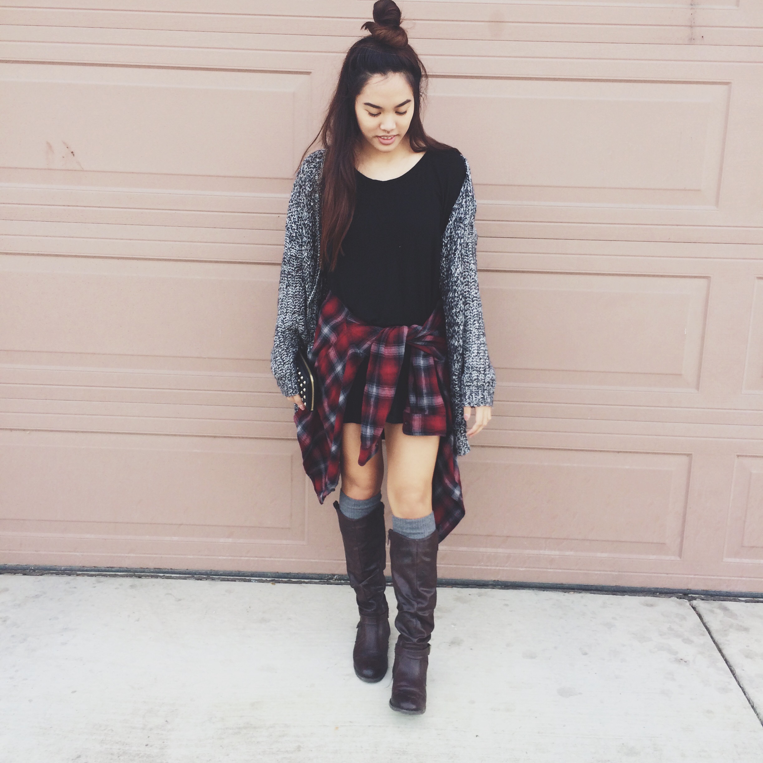 casual thigh high boots outfit